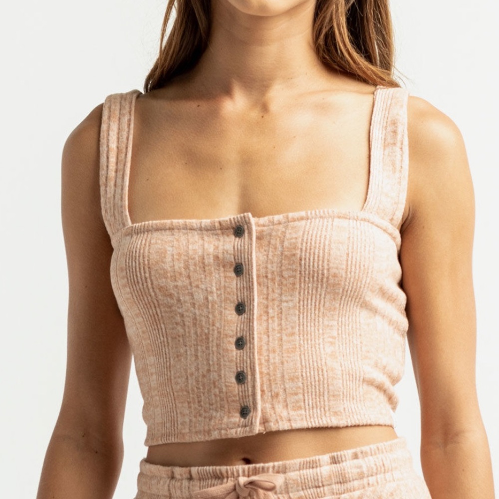 ROXY NWT HIGH TIDE CAMI CROPPED TANK TOP NATURAL PINK SMALL